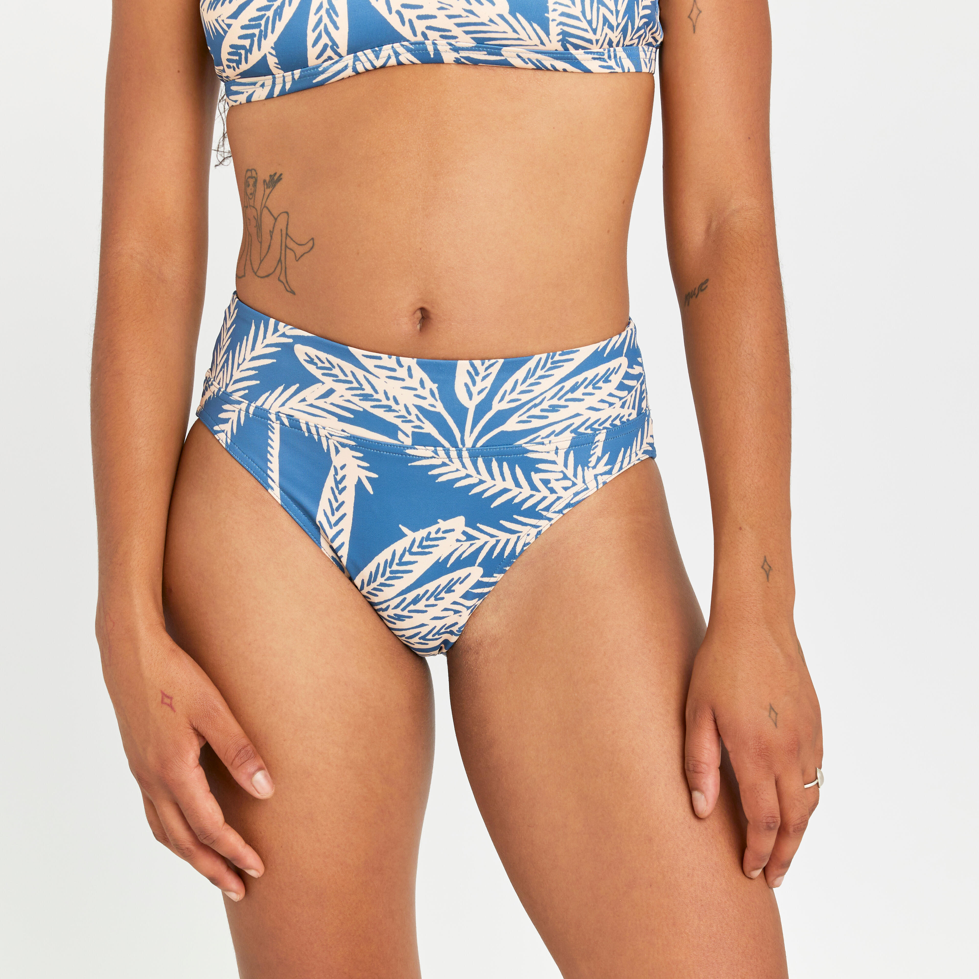 OLAIAN Bikini-Hose Damen hoher Taillenbund - Nora Palmer blau 36