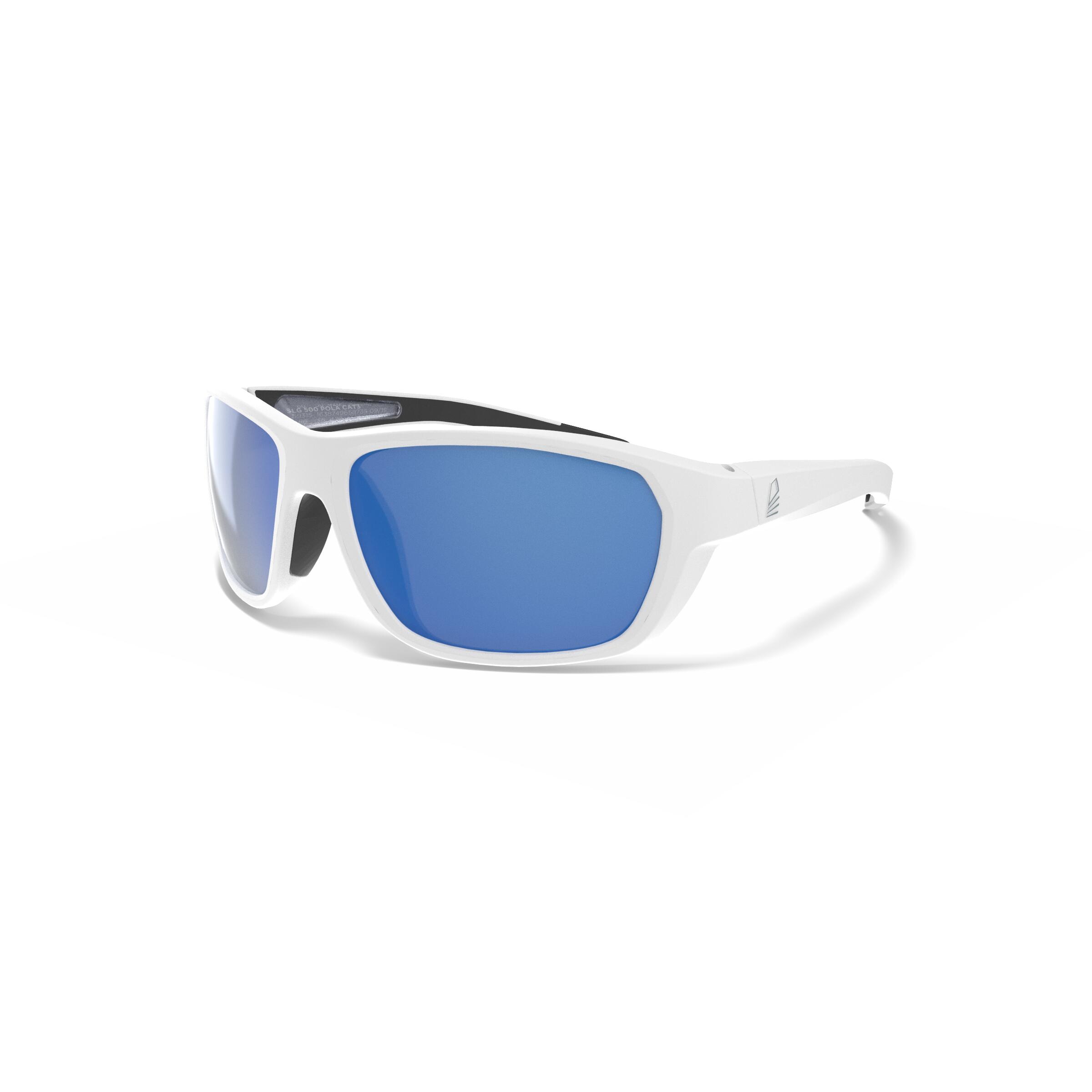 TRIBORD Sonnenbrille Segeln Damen/Herren S polarisierend schwimmfähig - 500 weiss/blau EINHEITSGRÖSSE