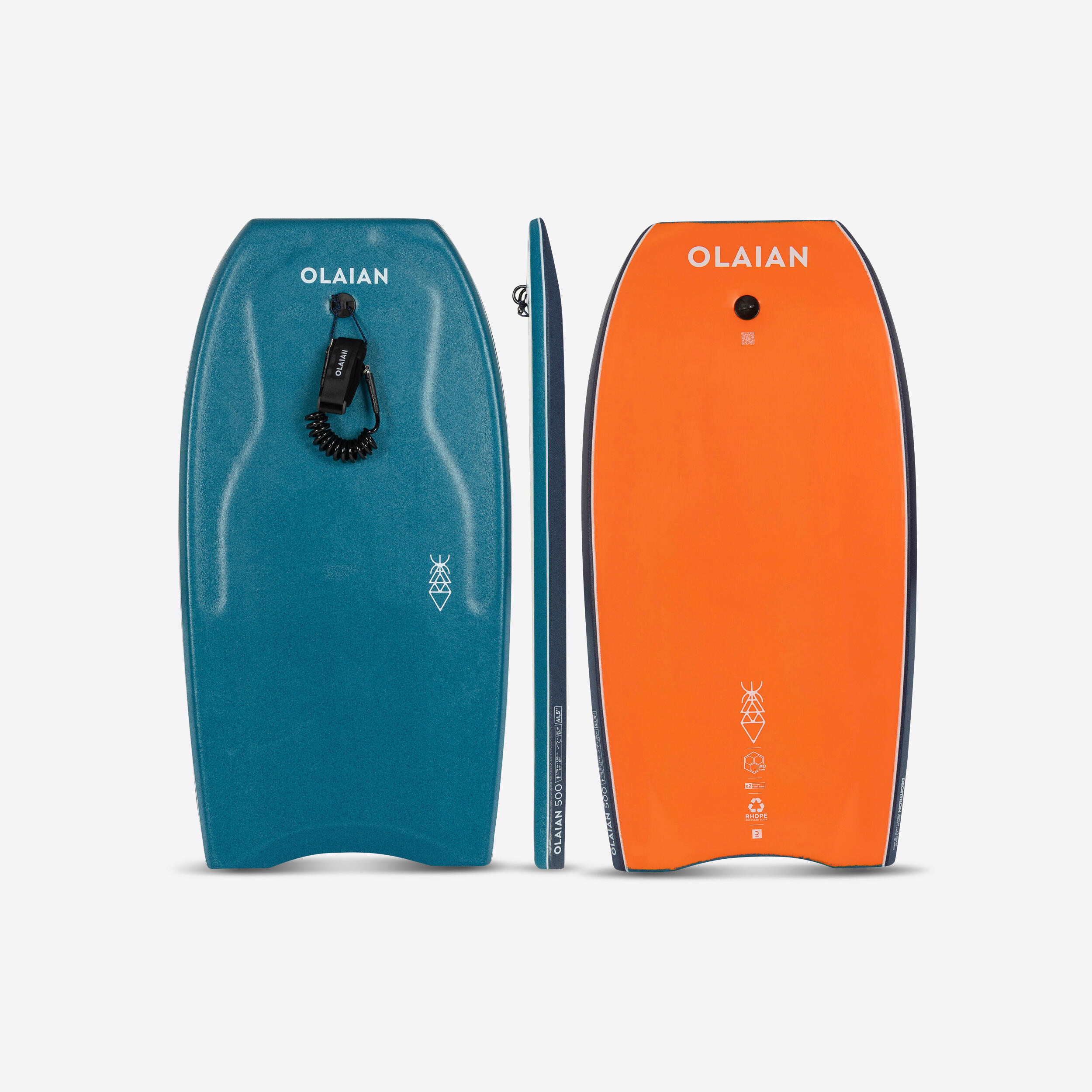 OLAIAN Bodyboard mit Leash - 500 blau/orange 38