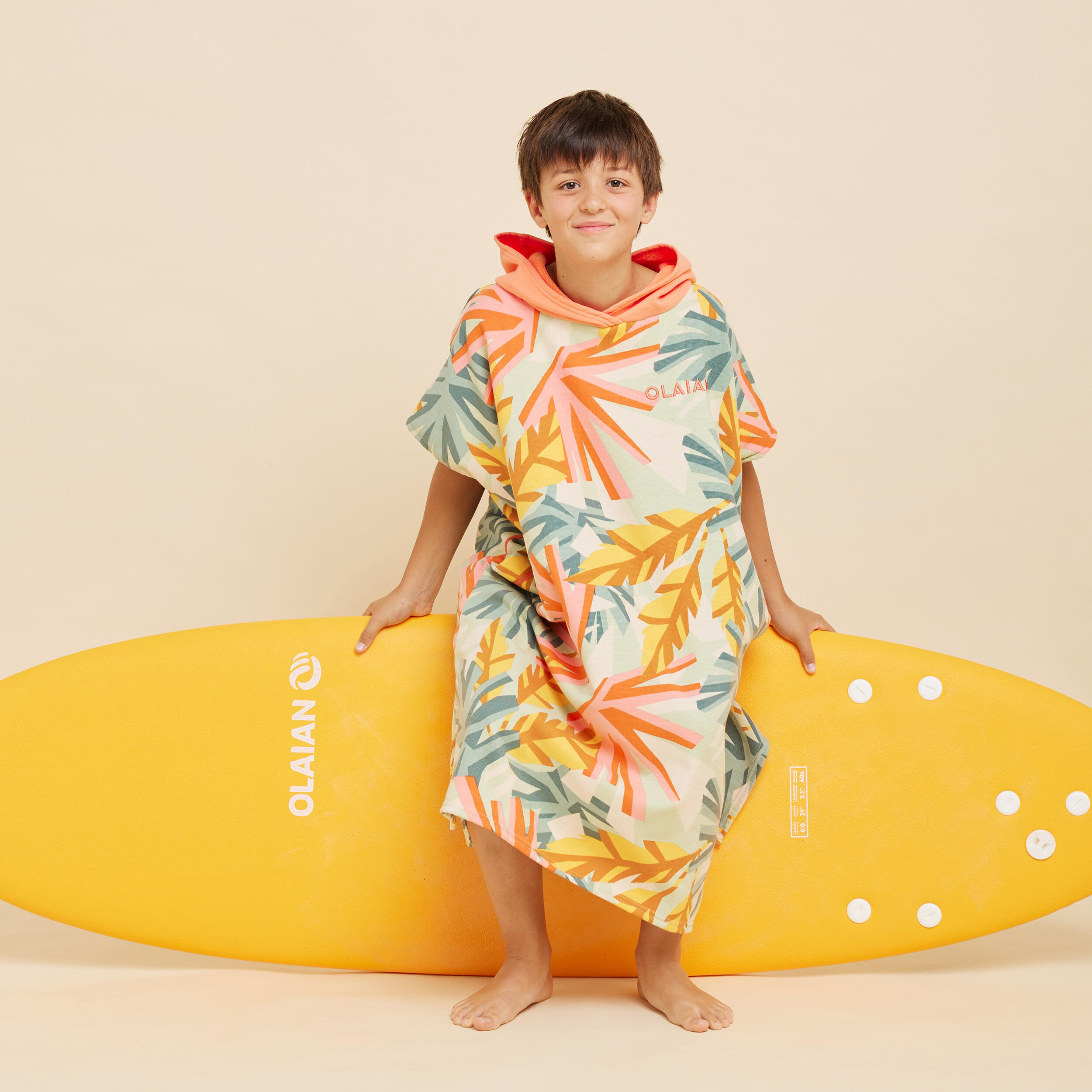 OLAIAN Surf-Poncho Kinder 135–160 cm - 550 Jungle EINHEITSGRÖSSE