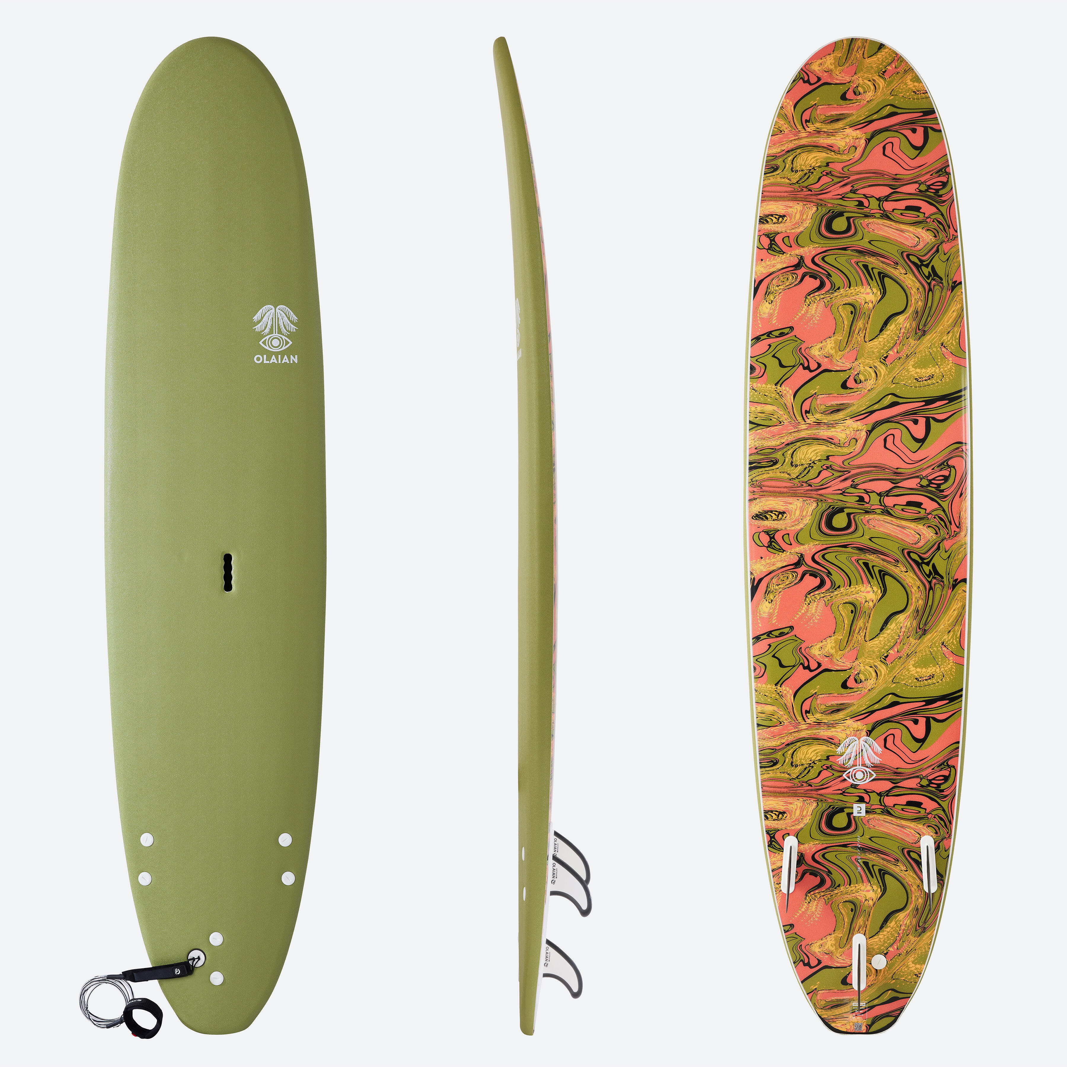 OLAIAN Surfboard Schaumstoff 8'6' - 500 khaki EINHEITSGRÖSSE